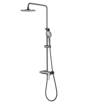 Душевой гарнитур со смесит. Lemark Bronx LM3760GM с верхней душ. лейкой "Тропический дождь", графит