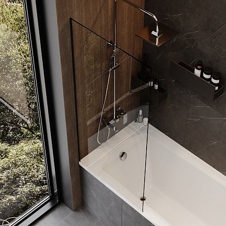 Шторка на ванну Teymi Timo 70х140, профиль- черный матовый T00274