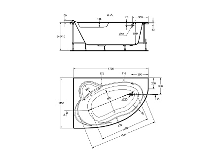 Ванна акриловая ROCA LUNA (170*115) 248640000 (L белый перелив стандарт.)