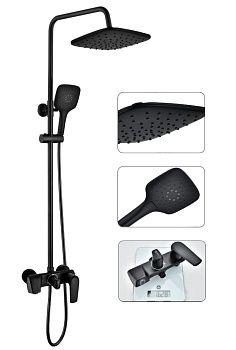 Душевой гарнитур со смесителем 80/131x45см SWES RINGO SD2723-BL, черный (7791)