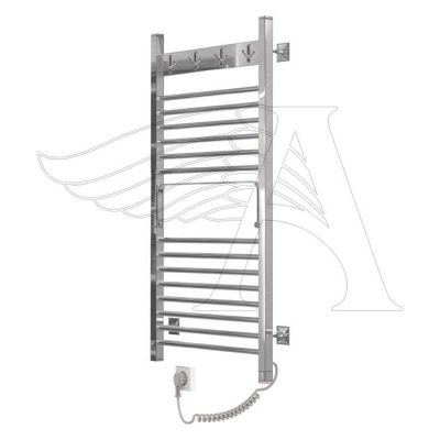Полотенцесушитель электрический Севилья 50*100 с откид. полкой и крючками, кнопка, справа, (10582)