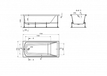 Ванна акриловая SANTEK ФИДЖИ (170*75) 1.WH50.1.596 