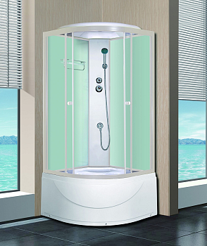 Душ. кабина W100B Высокий поддон, прозрачные стекла, белый профиль 1000х1000х2150 мм,