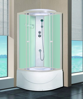 Душевая кабина W100B Высокий поддон, прозрачные стекла, белый профиль 1000*1000*2150 мм,