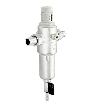 Фильтр промывной с редукт.UNI-FITT 1/2" B 1-6 бар PN25 с отв.под.ман.1/4