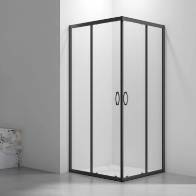 Душевое ограждение Veconi Rovigo RV-101B 900x900x1900 черный стекло прозрачное RV101B-90-01-C6