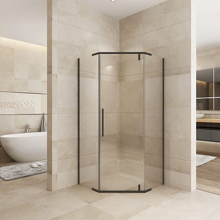 Душевой угол ZILI DO ZS-LS27631 BLACK КРОНОС 900*900*2135мм  8мм расп С ПОДДОНОМ К-Т10 универс