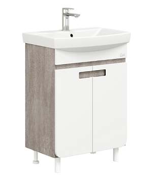 Тумба Onika ХАРПЕР 60.10 с умывальником Carina-60 (белый глянцевый)