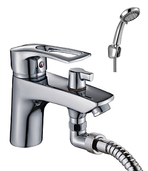 Смеситель на борт ванны Rossinka T40-38, одноручный, хром