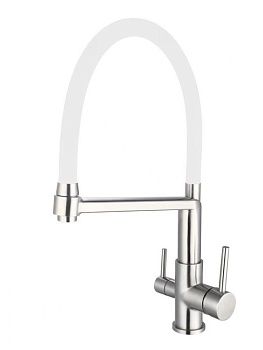 Смеситель для кухни Esko, R-излив нерж., с подключением к фильтру, белый арт. K26 W