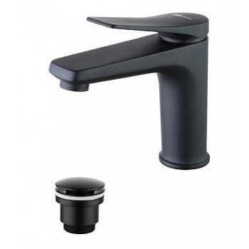 Смеситель д/умывальника Lemark Bronx LM3706BL монолитный, черный
