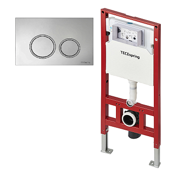 Инсталляция TECEspring c клавишей TECEspring R, кругл. кнопка, хром глян, контур клавиш хром