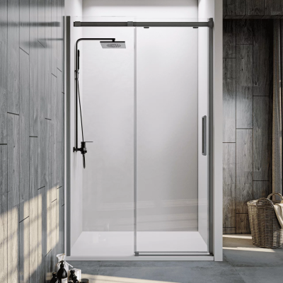 Душевая дверь Veconi Vianno VN-70GR 1600x1950 брашированный графит стекло прозрачное VN70GR-160-01-C