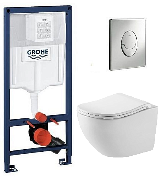 Комплект унитаз ZILI DO LT-118E-UQ3 ЛУНАРИЯ Tornado, б.ободка+ инсталляция Grohe Rapid SL (38771001)