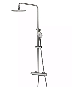 Душевой гарнитур с термостатическим смесителем Lemark Bronx LM3770GM, Тропический дождь