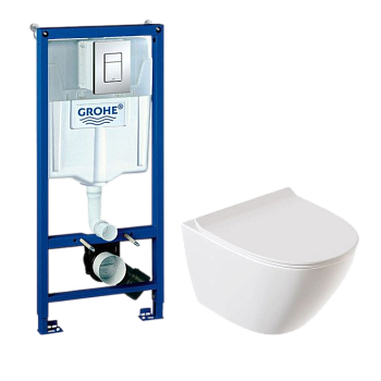 Комплект унитаз Eletto Milana Vortex 3 EL00772 + инсталляция GROHE Rapid SL (38772001)