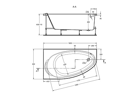 Ванна акриловая Roca Corfu 248573000, 160х90 см, ассиметричная, левая, белая