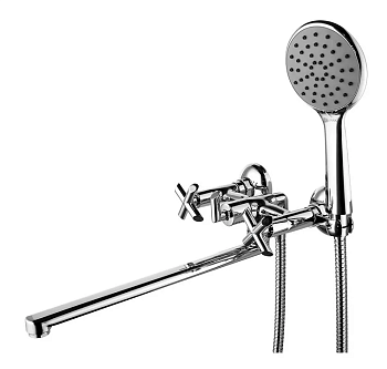 Смеситель для ванны Lemark Practica LM7541C универсальный с плоским поворотным изливом 300 мм