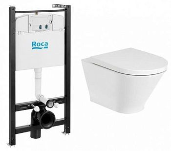 Инсталляция ПЭК Roca Gap Round rimless 893105000 (подв. унитаз+инстал.+сид. SUPRALIT) БЕЗ КНОПКИ