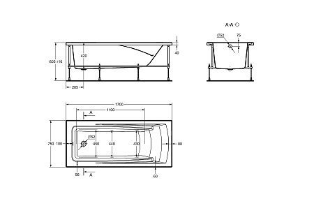 Ванна акриловая ROCA HALL (170*75) ZRU9302768