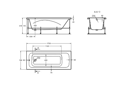 Ванна акриловая ROCA LINE (170*70) ZRU9302924