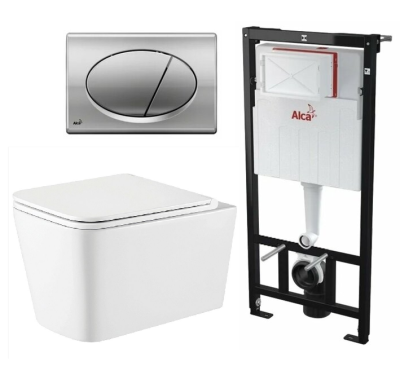 Комплект унитаз KOLLER POOL KVADRO KR-0530-RQ Rim + инсталляция Alcaplast АМ101/1120 кнопк (M1720-1)
