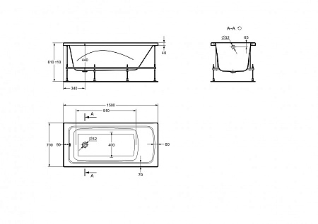 Ванна акриловая ROCA LINE (150*70) ZRU9302982