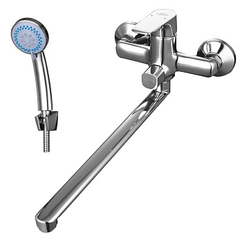 Смеситель для ванны Rossinka RS31-32 одноручный, универсальный с поворотным изливом 350 мм, хром