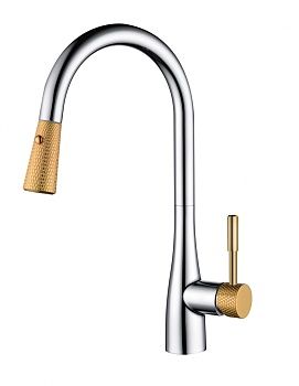 Смеситель д/кухни D&K Rhein.Schiller DA1462504D с выдвижной лейкой, хром-золото