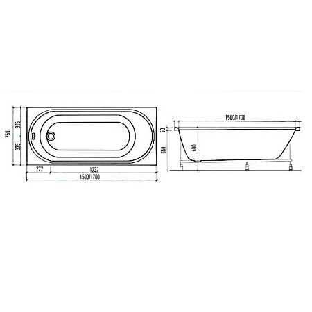 Ванна акриловая AQUANIKA ROUND (150*75) A1015075024 