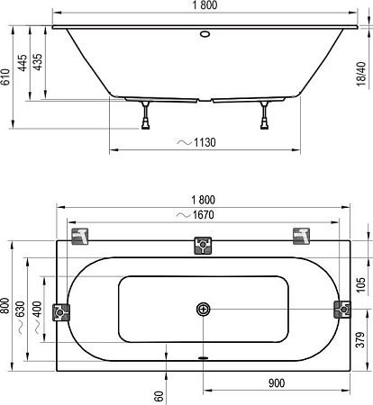 Ванна акриловая RAVAK CITY (180*80) C920000000