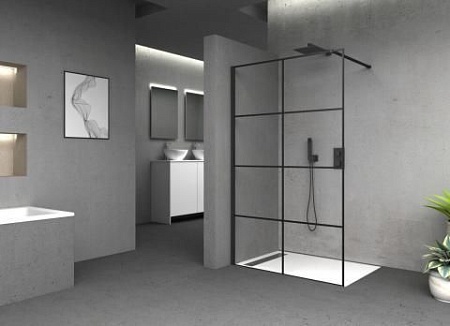 Душевое фиксированное ограждение Golden Frog GF-6817, 1000*2000, напольное, черное