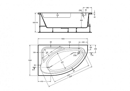 Ванна акриловая ROCA WELNA (160*100) 248642000 (L белый перелив стандарт)