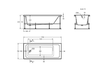Ванна акриловая ROCA LEON (170*70) 248658000