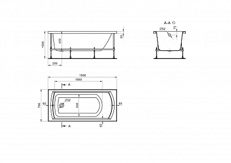 Ванна акриловая SANTEK МОНАКО 150*70 (1.WH11.1.976)