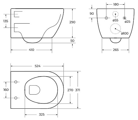 Комплект унитаз CEZARES COMFORT (CRZ-191-TH+CRZ-2316-SC) + инсталляция GROHE Rapid SL (38772001)